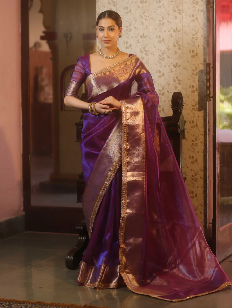 Lavender tissue saree