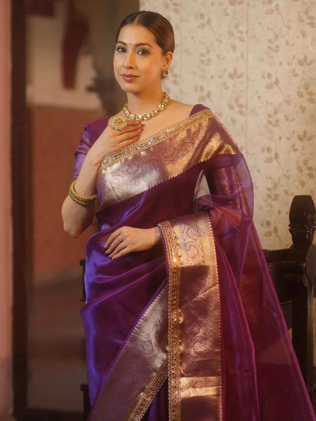 Zari border saree