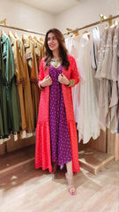 Bandhani Women's High-Low Cape Dress