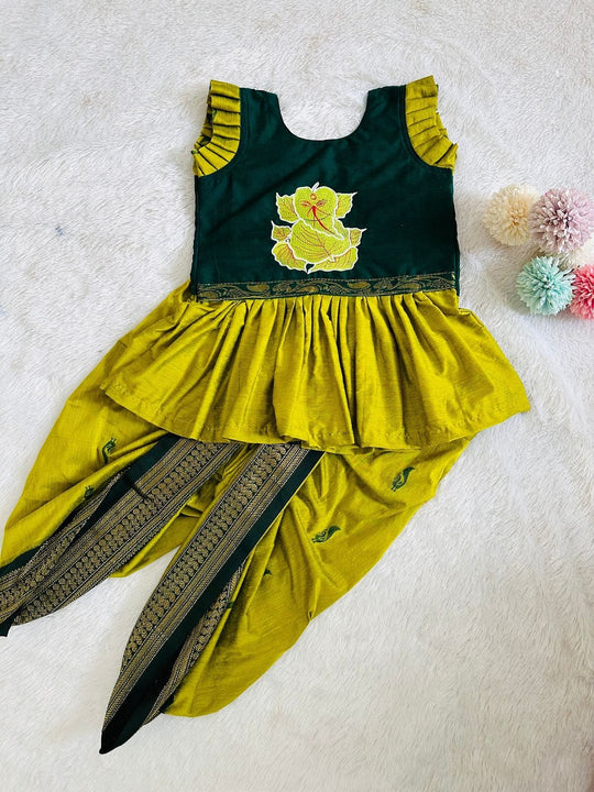 Bappa Kids Paithani Dhoti Set Combo for Raksha Bandhan