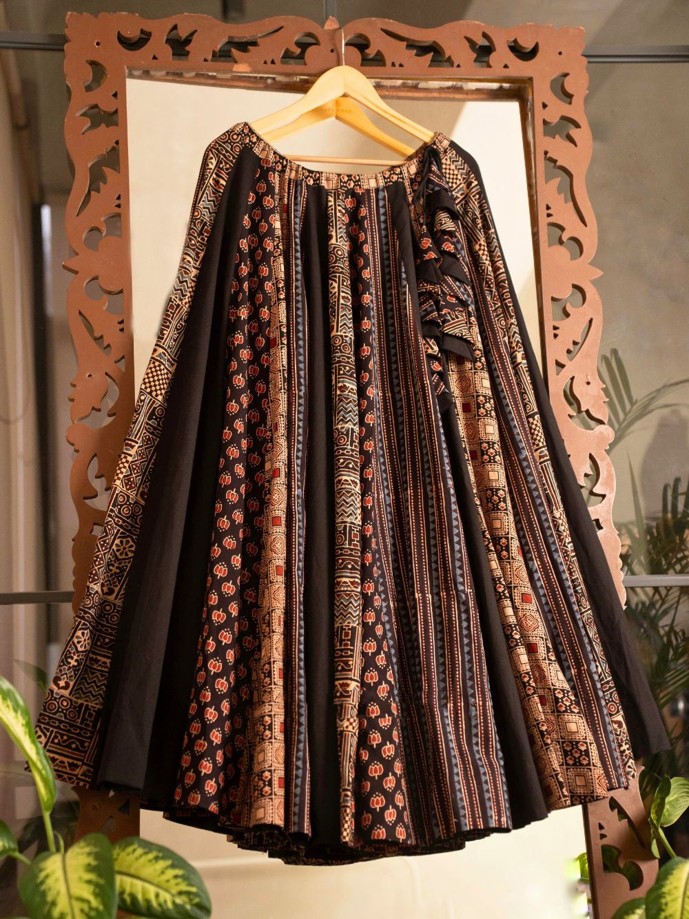 Basanti black Women’s 36-Kali Cotton Flared Skirt