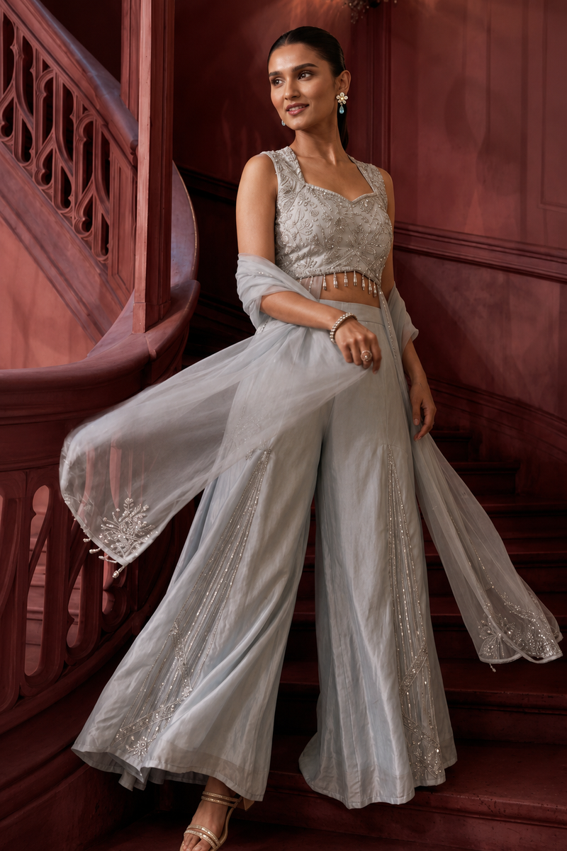 Blush Pink Handwork Indo-Western Palazzo Se