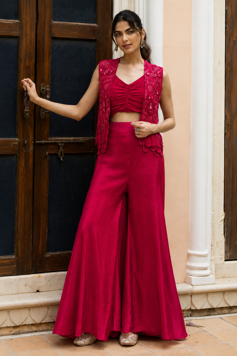 Fringe Flair Embroidered Jacket  Set