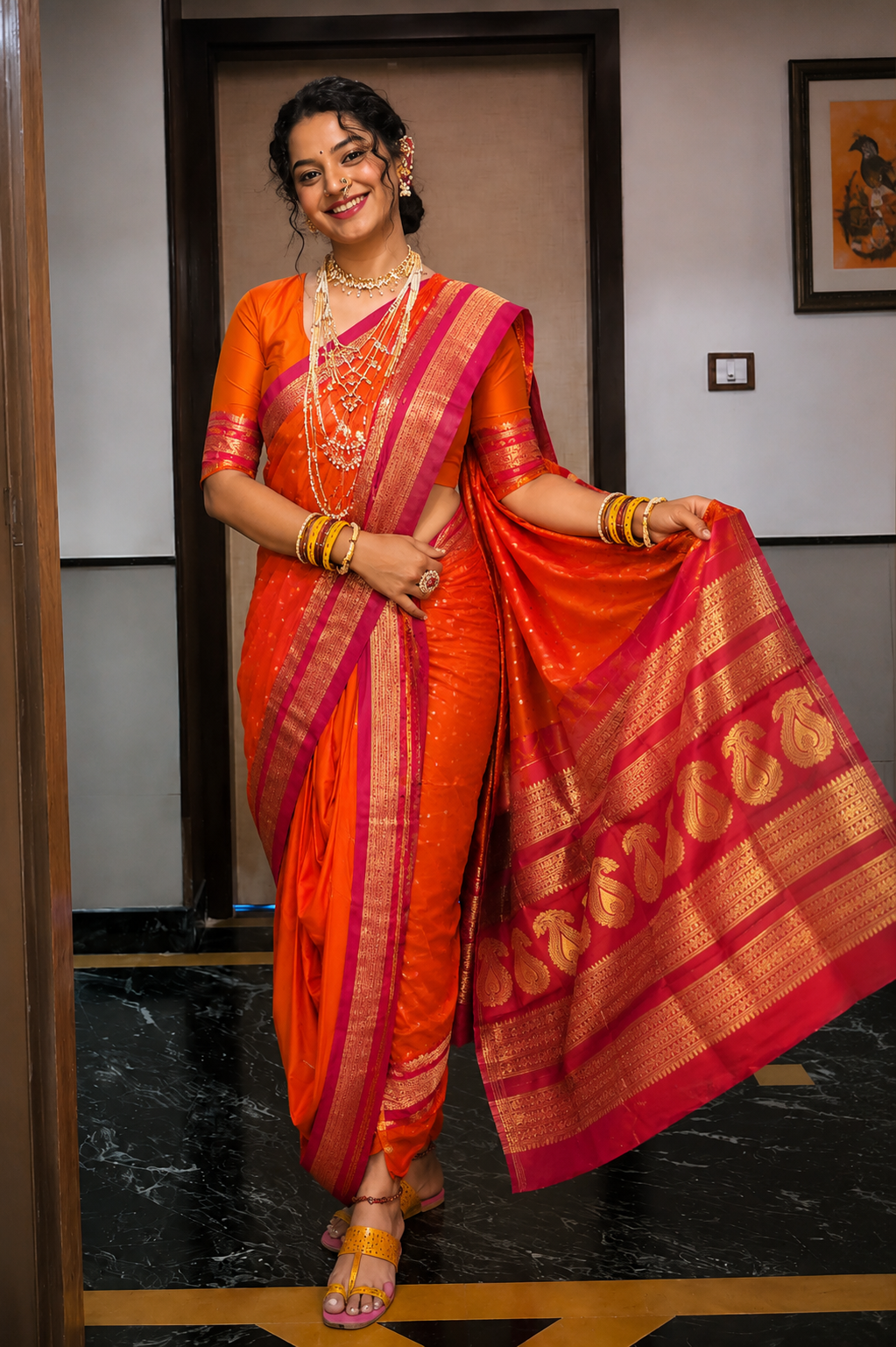 Traditional Narayan Peth Paithani Nauvari Saree