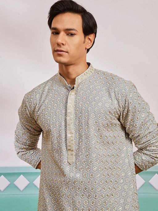 Meher Peach Embroidered Kurta