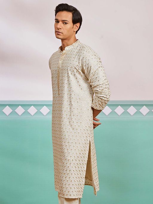 Meher Peach Embroidered Kurta