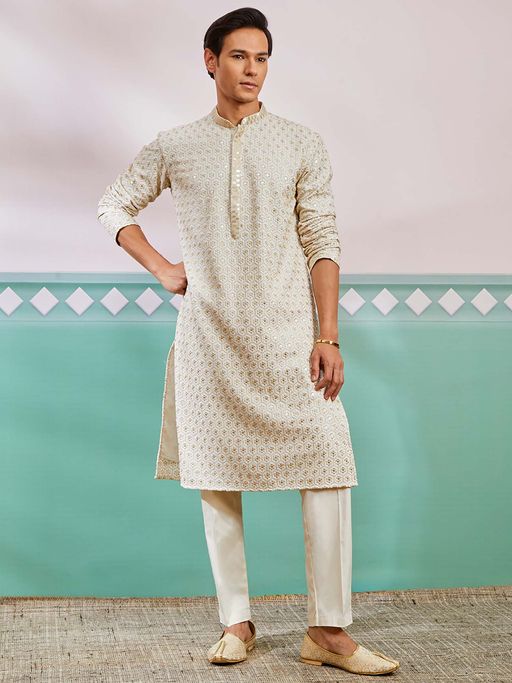 Meher Peach Embroidered Kurta