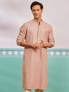 Meher Peach Embroidered Kurta