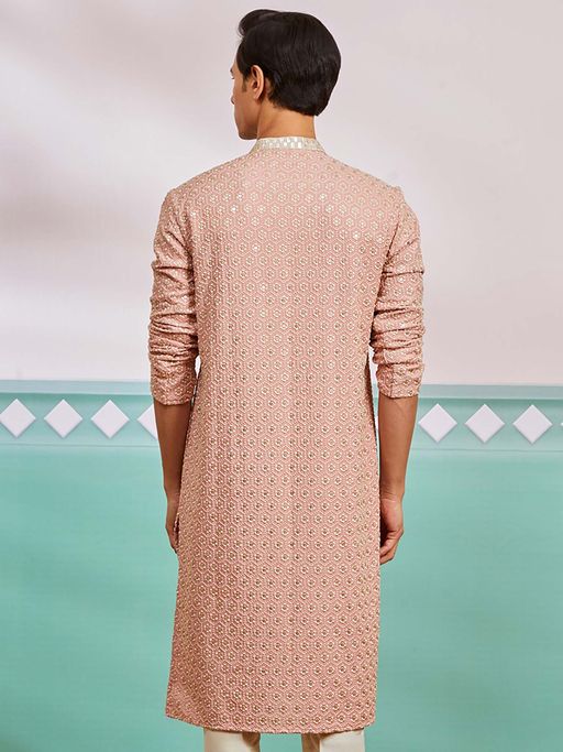 Meher Peach Embroidered Kurta