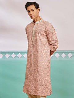 Meher Peach Embroidered Kurta