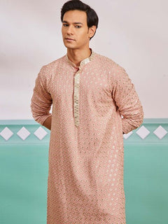 Meher Peach Embroidered Kurta