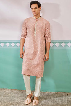 Meher Peach Embroidered Kurta