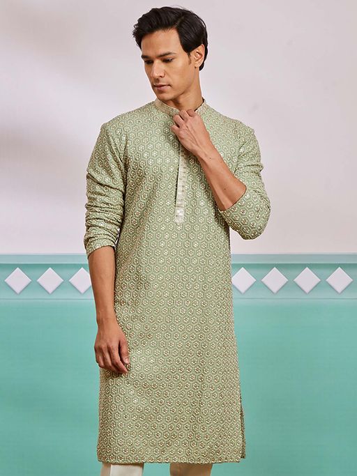 Meher Peach Embroidered Kurta