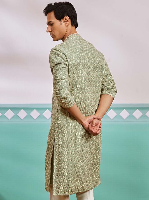 Meher Peach Embroidered Kurta