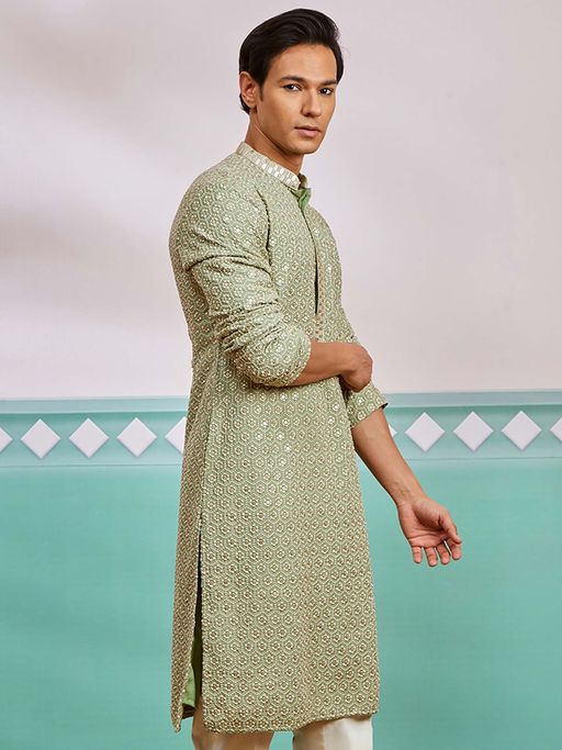 Meher Peach Embroidered Kurta
