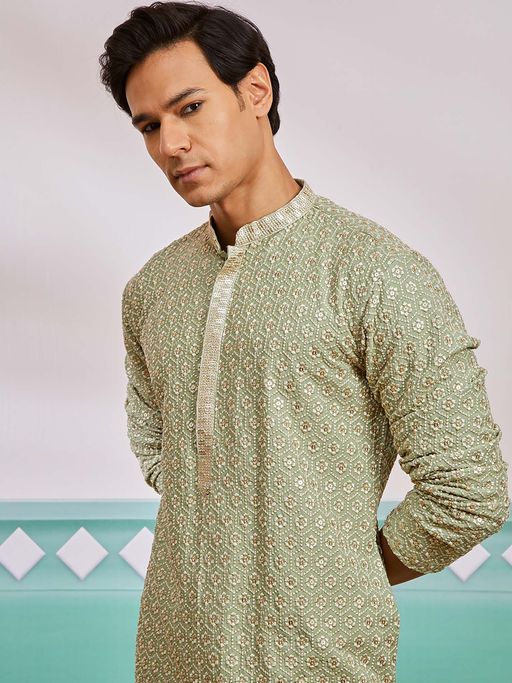 Meher Peach Embroidered Kurta