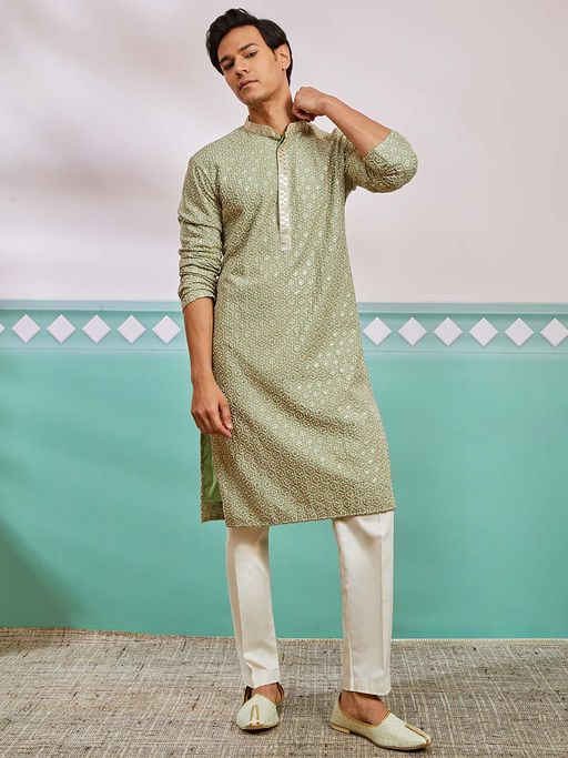 Meher Peach Embroidered Kurta