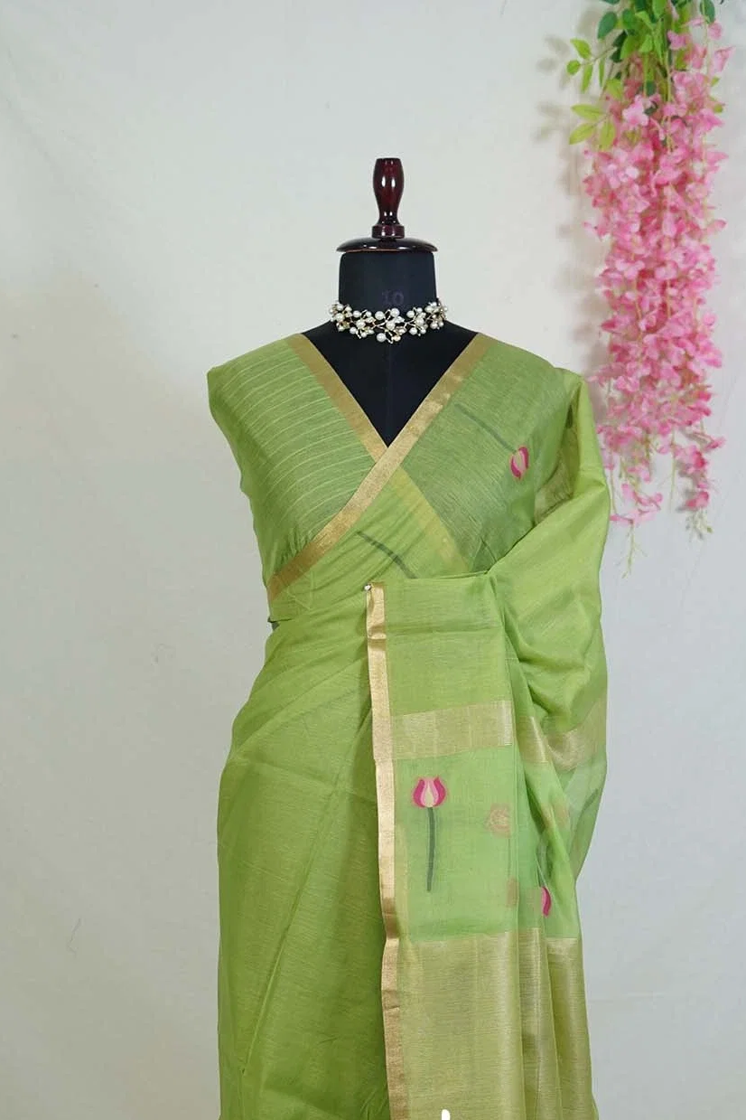 Anandhi Green Muslin Silk Saree