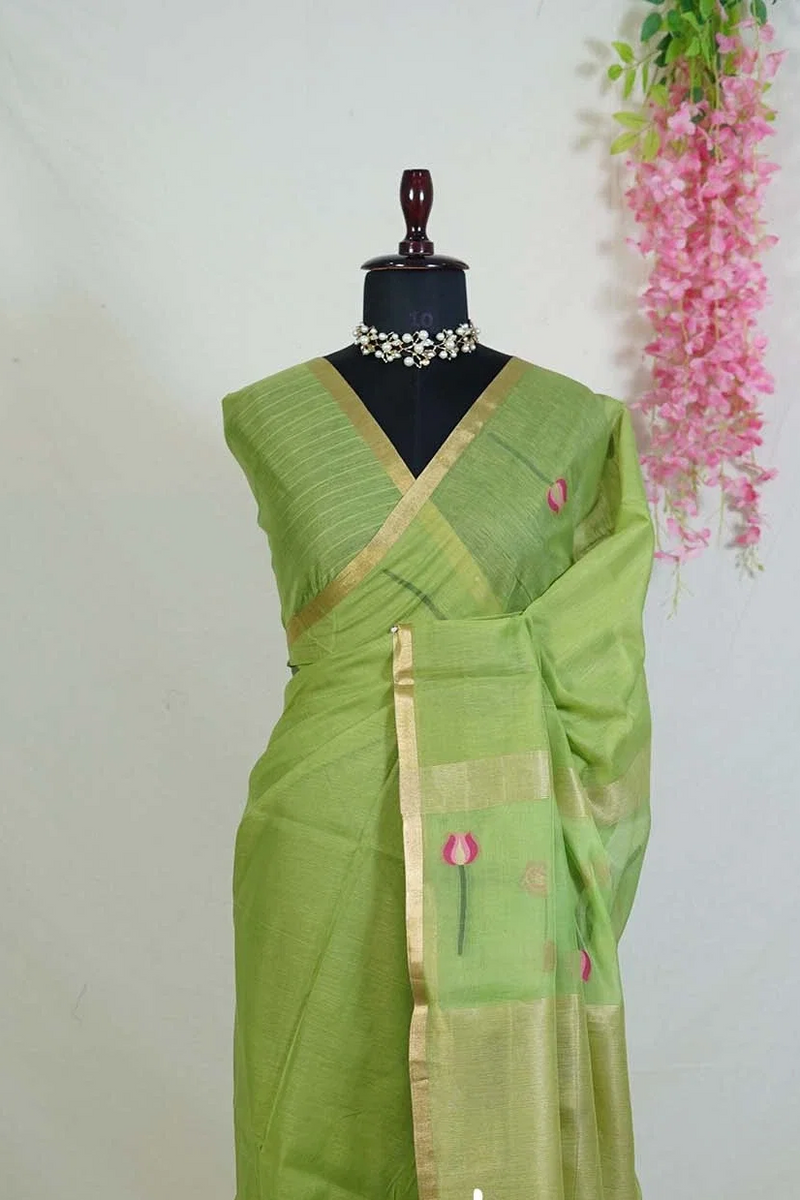 Anandhi Green Muslin Silk Saree