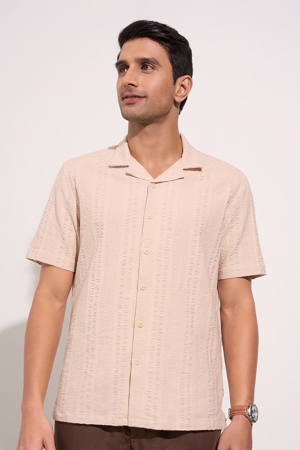 Comfort fit beige shirt
