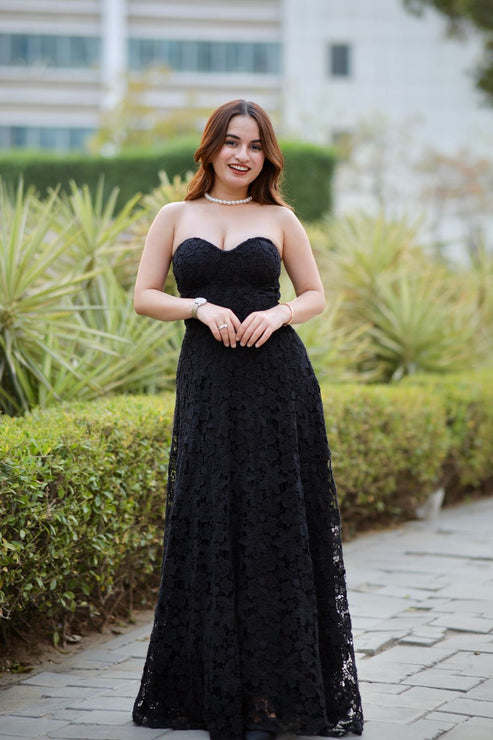 Bella Black Cotton Midi Dress