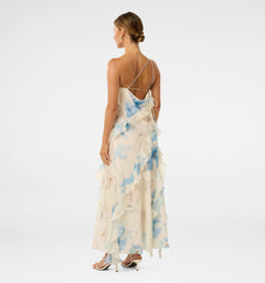 ruffle trim formal gown