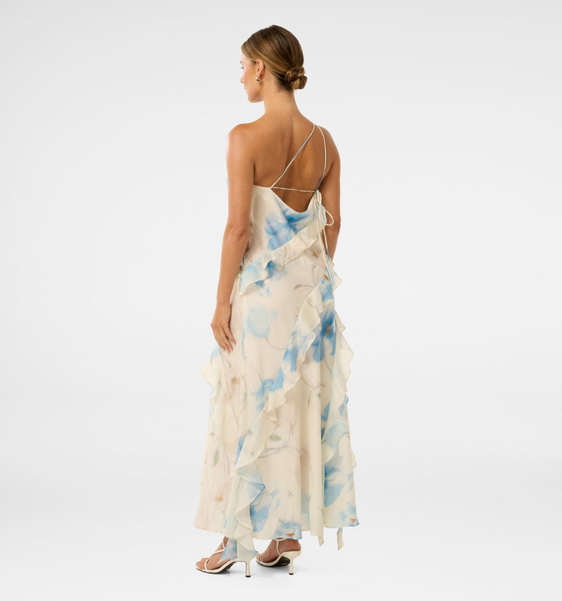 ruffle trim formal gown