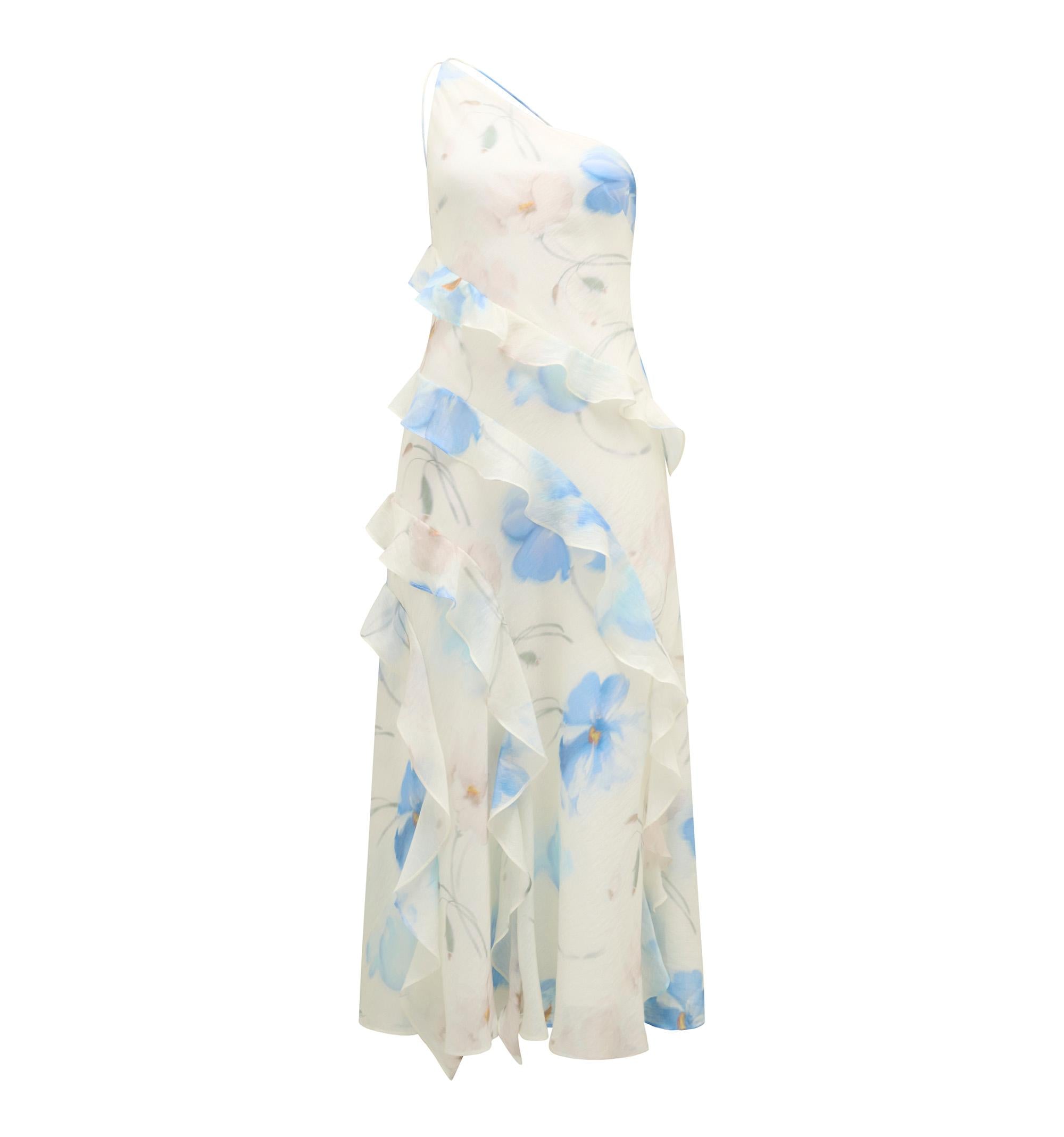 linen blend floral gown