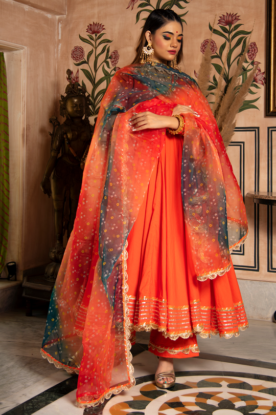 Bandhani print kurta set