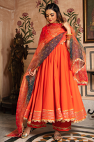 Bhandhani Orange Angrakha Set