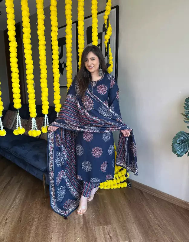 Ajrakh print cotton kurta