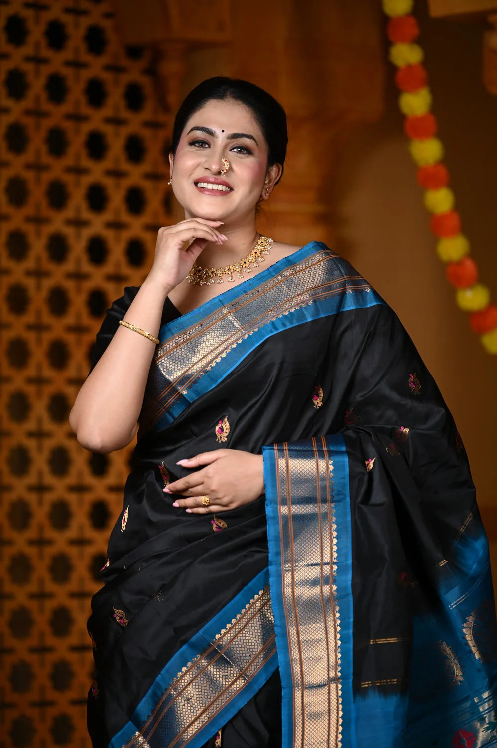Dark color saree