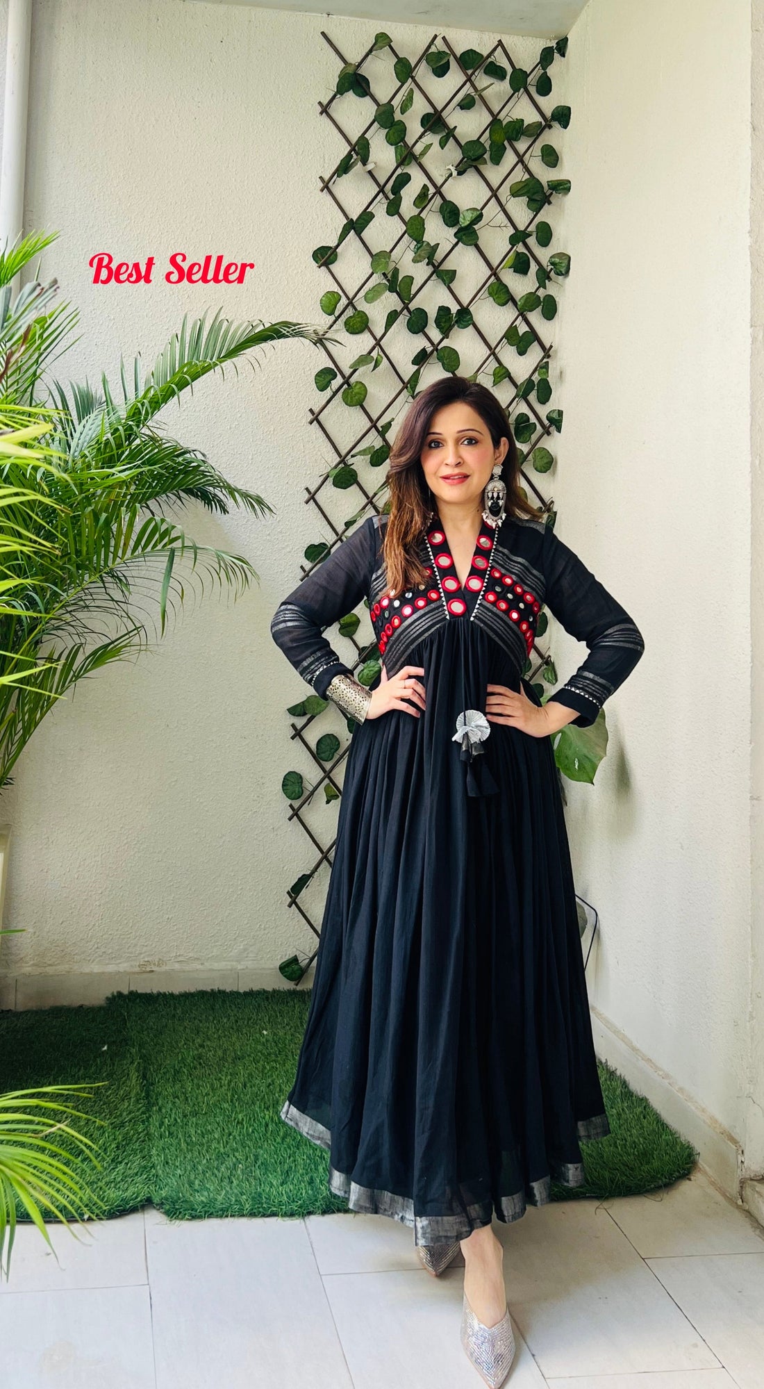 Black linen midi dress