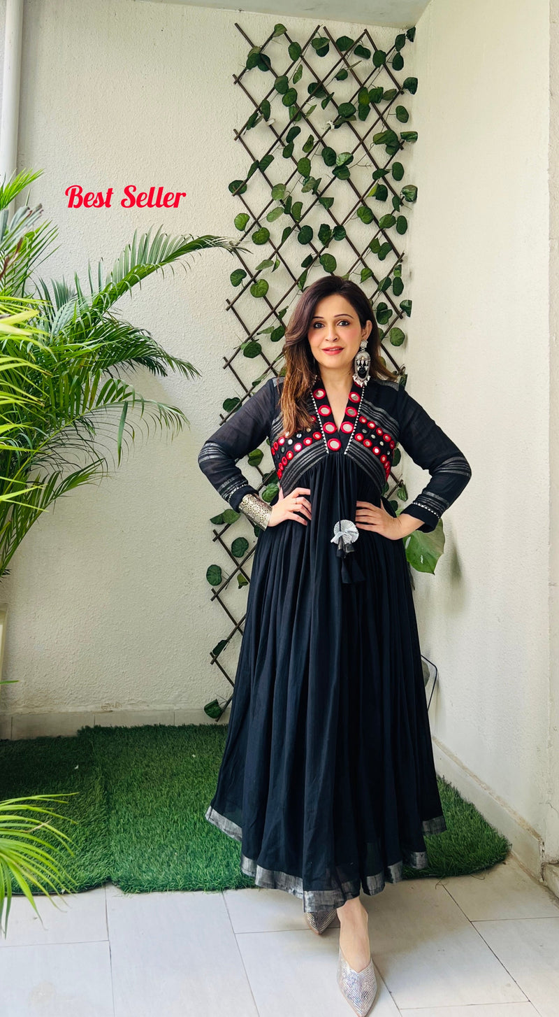 Black linen midi dress