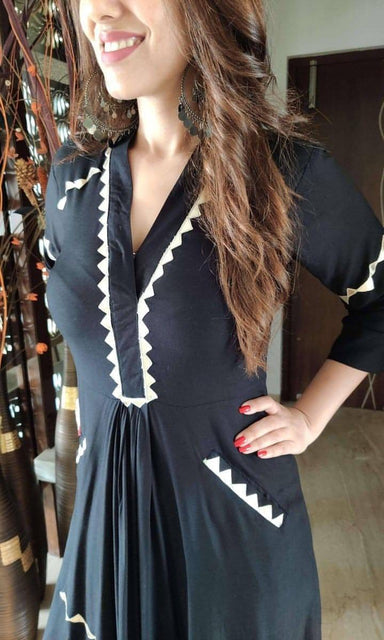 Black Leather Patchwork Dress