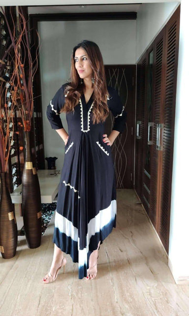 Black Leather Patchwork Dress