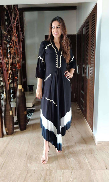 Black Leather Patchwork Dress