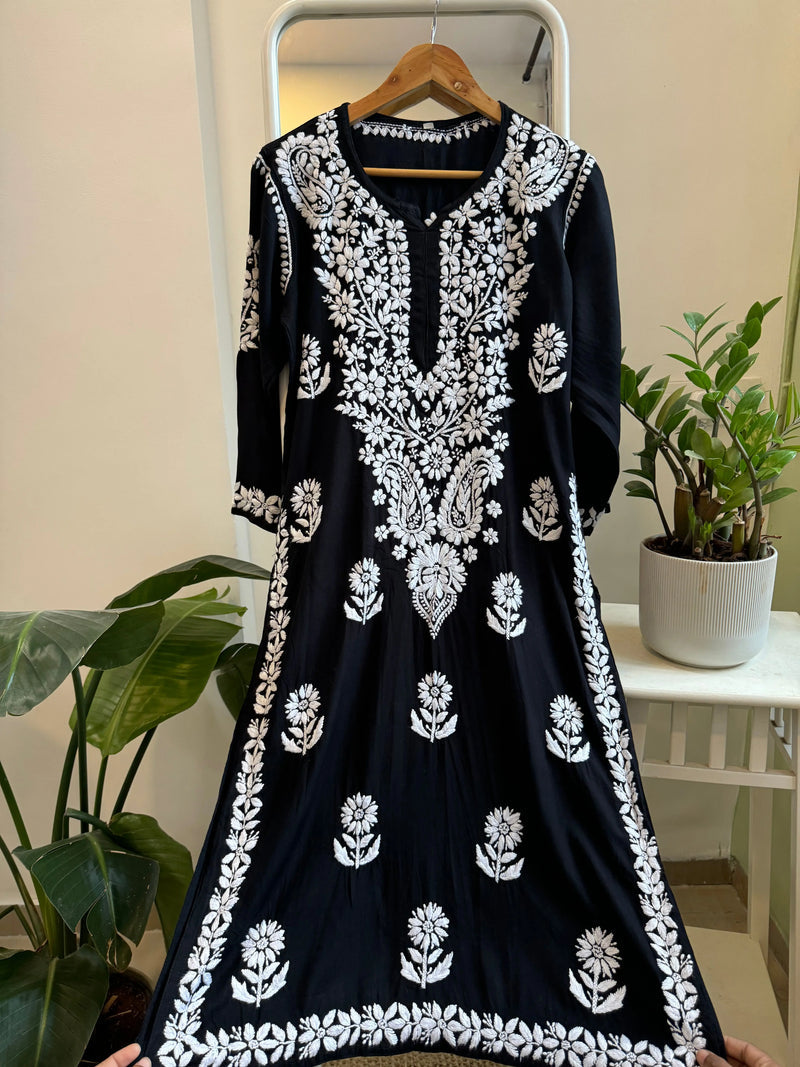 Black Modal Cotton Kurti Palazzo Set