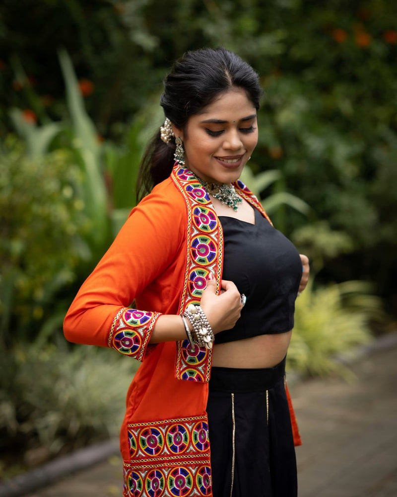 Black orange chaniya choli for women