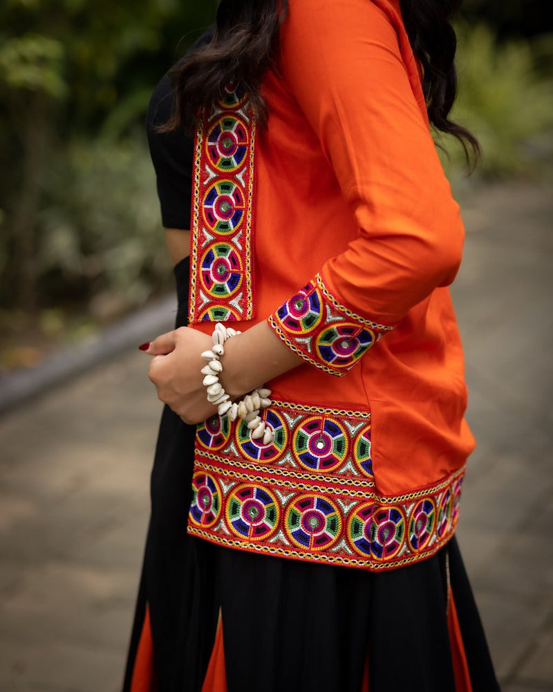 Kutchi work lehenga with real mirrors