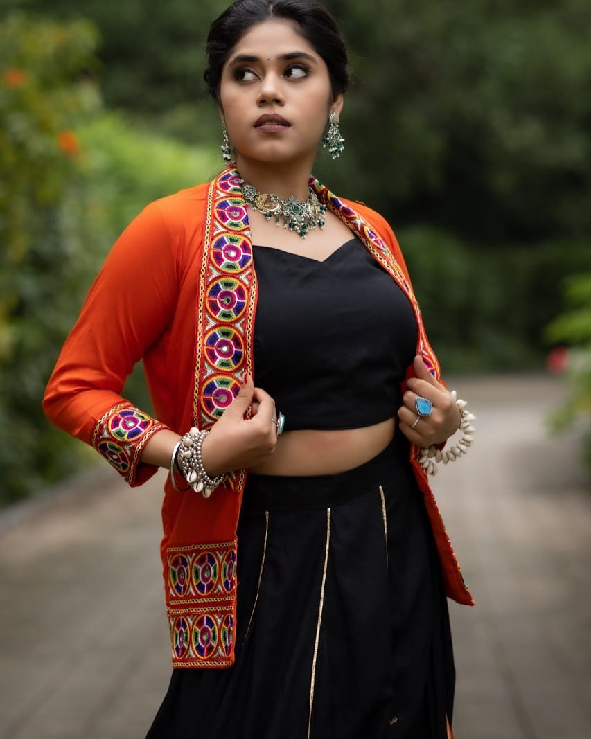 Multicolor panel lehenga choli