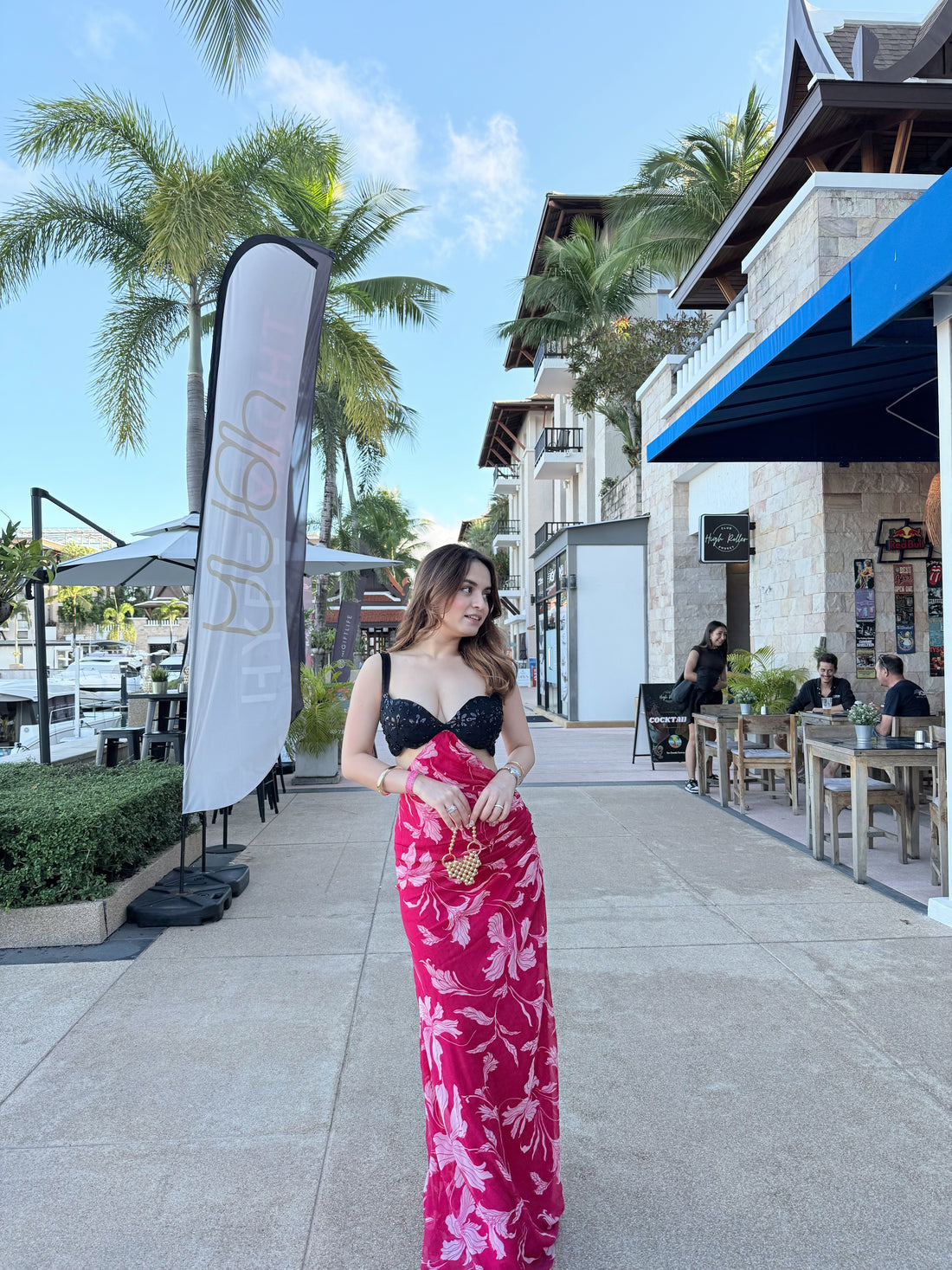 Black Pink Cocktail Gown for Women