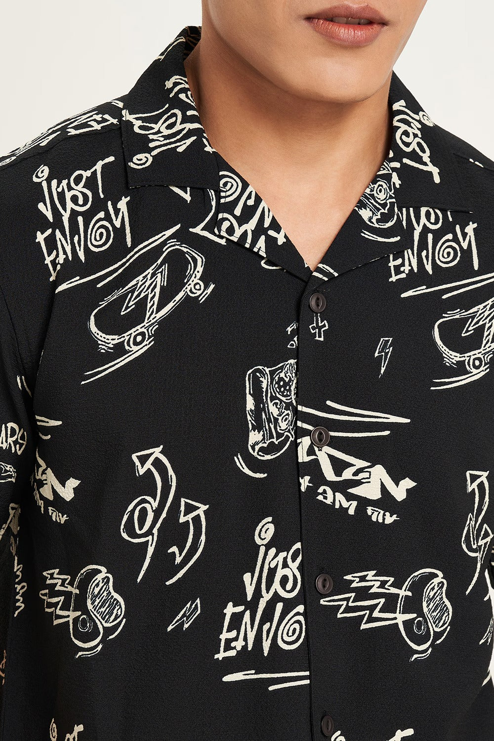 black printed shirt cotton look