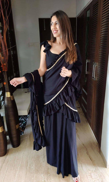 ready to wear ruffle sari