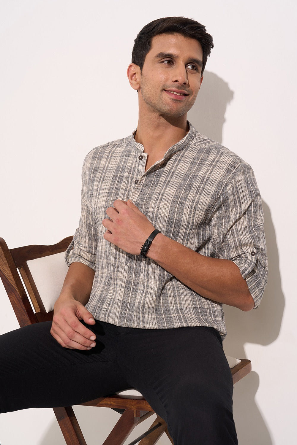 Black cotton kurta for men