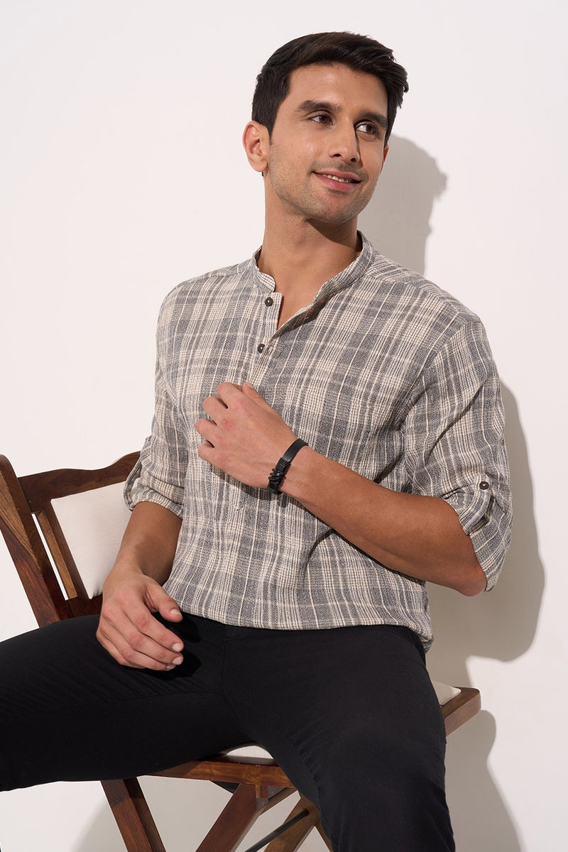 Black cotton kurta for men