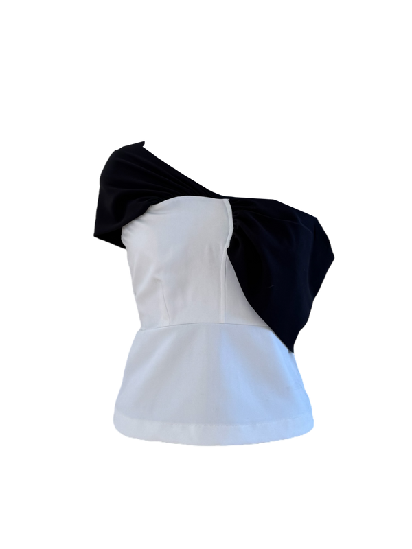 Black & White Crepe Statement Sleeve Top