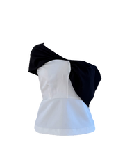 Black & White Crepe Statement Sleeve Top