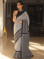Block print cotton saree
