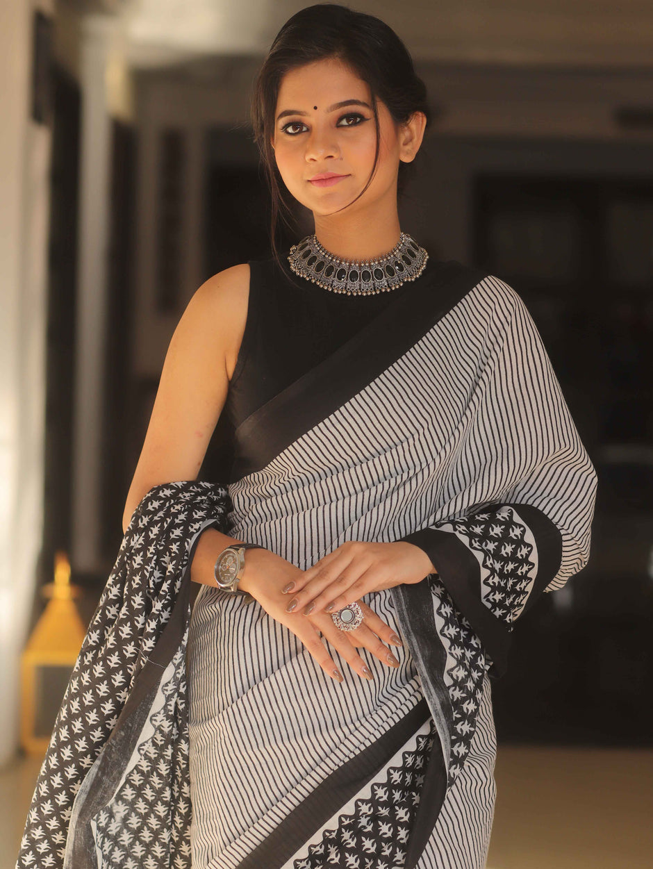 Hand block print saree